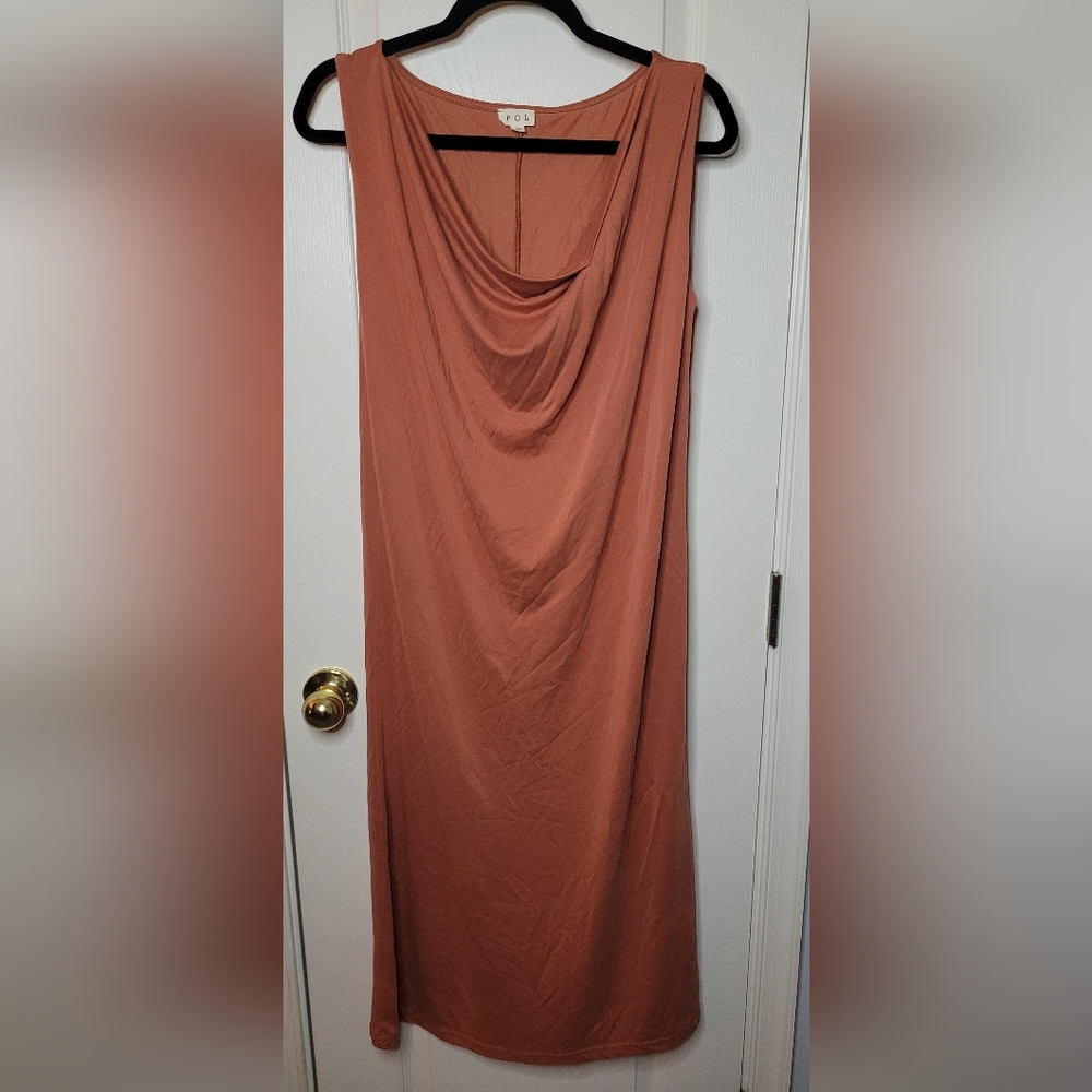 POL Sleeveless Midi Dress in Warm Rust Sz S. NWOT‎